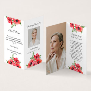 Visite Carte de prière funéraire avec photo de coquelicot