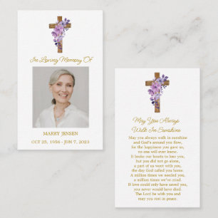 Visite Carte de prière funéraire avec photo de fleur viol