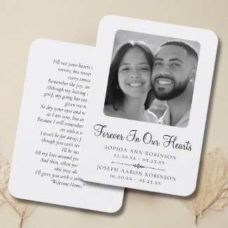 Visite Carte de prière funéraire mémorielle à double phot