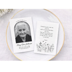 Visite Carte de prière funéraire personnalisée 8,9 cm x 6