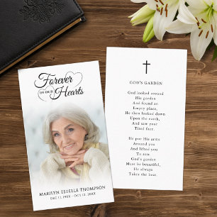 Visite Carte de prière Funéraire Photo Coeurs Croisés Pou