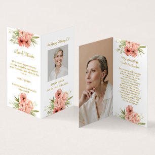 Visite Carte de prière funéraire photo de Zinnia pliée