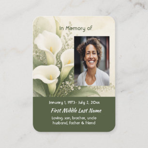 Visite Carte de prière mémorial White Lily Photo souvenir