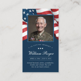 Visite Carte de prière Patriotic Memorial Card