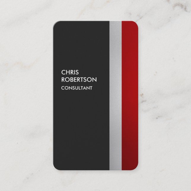 Visite Carte de profil arrondie couleur gris rouge (Devant)