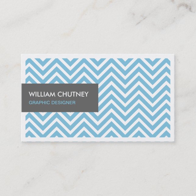 Visite Carte de profil Chevron Zigzag bleu clair simple (Devant)
