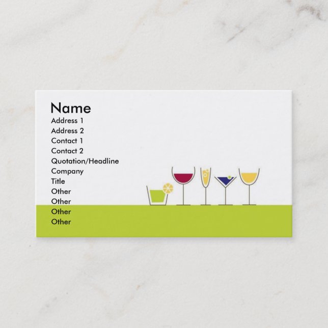 Visite Carte de profil de barman (Devant)