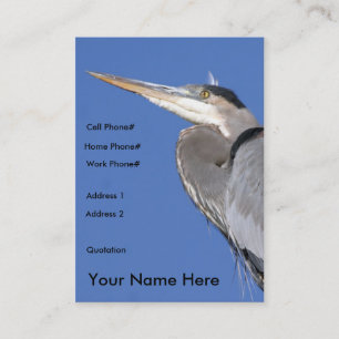 Visite Carte de profil de héron de grand bleu