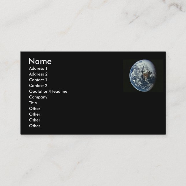 Visite Carte de profil Planète Terre (Devant)