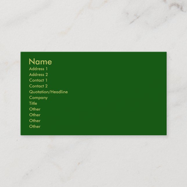 Visite Carte de profil verte (Devant)