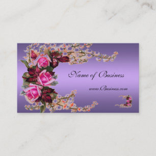 Visite Carte de Profil Vintage Mauve Violet Rose Roses