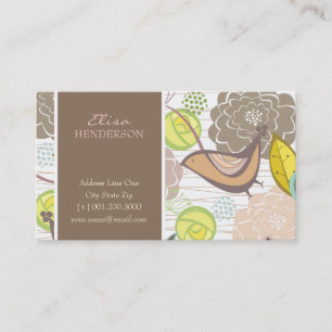 Visite Carte de profil Whimsical Sweet Birds & Floral Gar