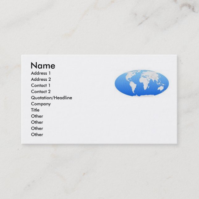 Visite Carte de profil World Map (Devant)