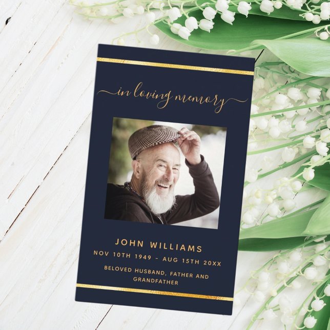 Visite Carte de programme funéraire en or bleu (Créateur téléchargé)