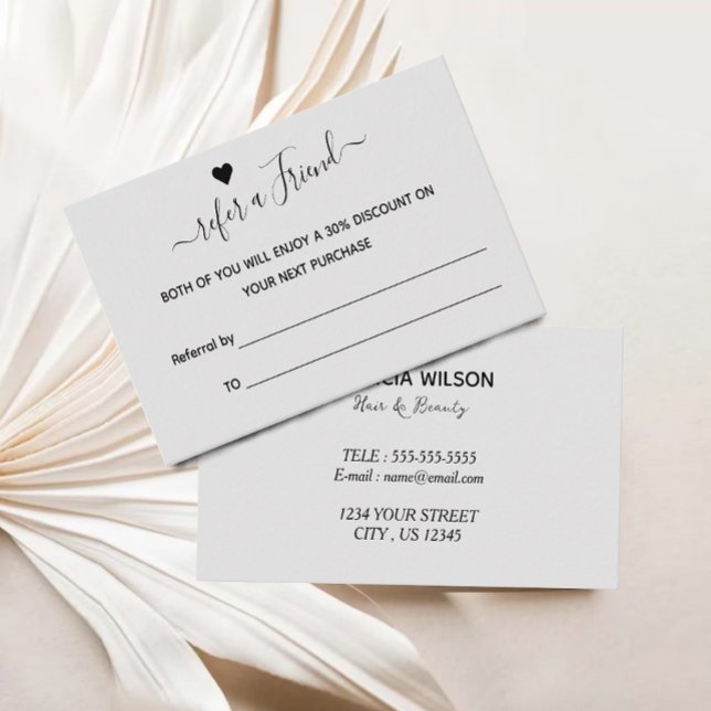 Visite Carte de recommandation, Référer un ami, Carte de  (Referral Card, Refer a Friend, Rewards Card)