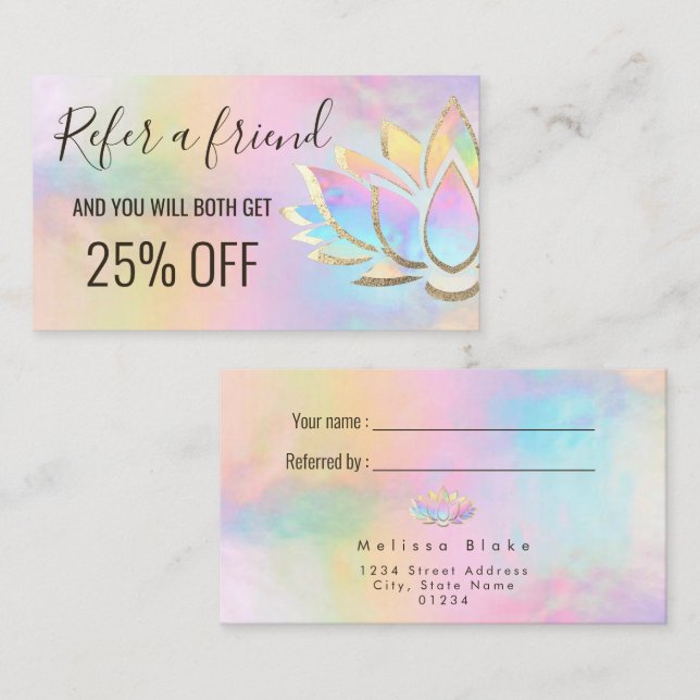 Visite carte de référence pastel lotus design (Devant / Derrière)