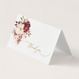 Visite Carte de Remerciement aux Élégantes Fleurs Blanche