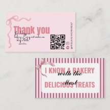 Carte de remerciement de la boulangerie à ruban ro
