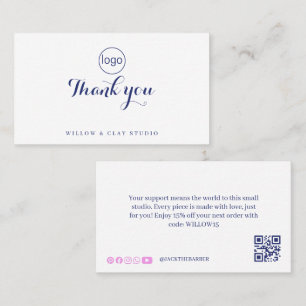 Visite Carte de remerciement élégante pour entreprise ave