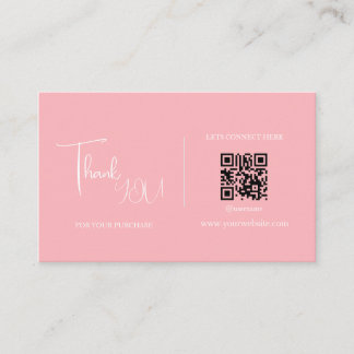 Visite Carte de remerciements moderne de code QR rose et 