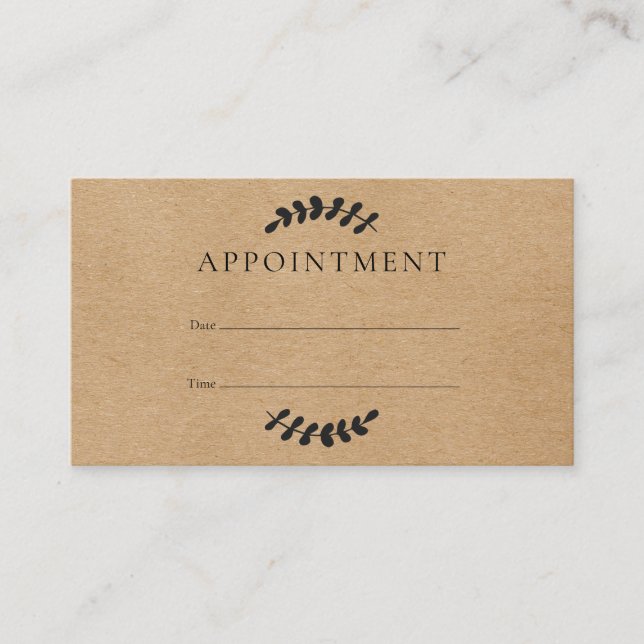 Visite Carte de rendez-vous client Laurel Feuille Rustic (Devant)