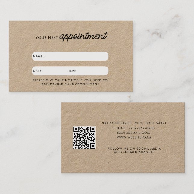 Visite Carte de rendez-vous client professionnel QR Code  (Devant / Derrière)