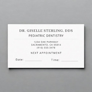 Visite Carte de rendez-vous de dentisterie pédiatrique