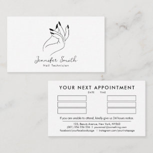 Visite Carte de rendez-vous de technicien en ongles propr