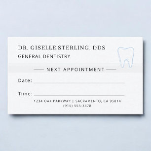 Visite Carte de rendez-vous Dentiste Dent en Argent