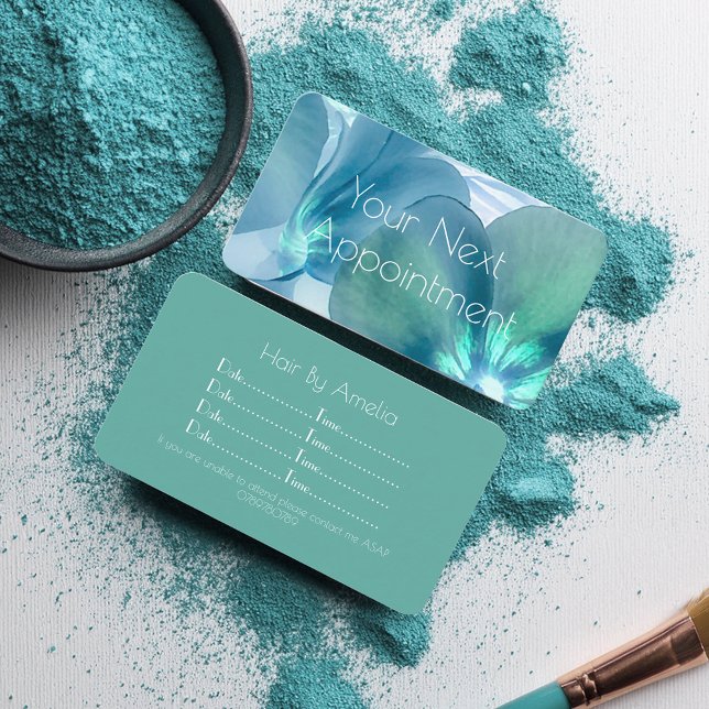 Visite Carte de rendez-vous Floral bleu et Turquoise (Créateur téléchargé)