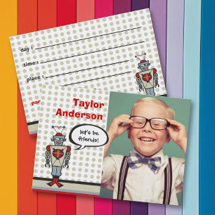 Visite Carte de rendez-vous photo pour enfants avec robot