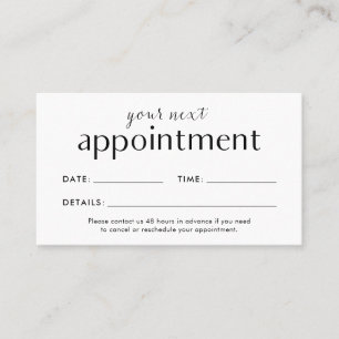 Visite Carte de rendez-vous pour la liste des cheveux, on