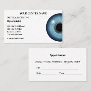 Visite Carte de rendez-vous pour soins de vision optométr
