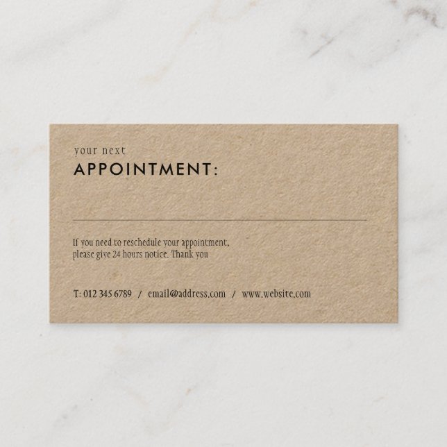 Visite Carte de Rendez-vous Rustique Simple (Devant)