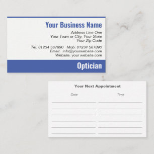 Visite Carte de rendez-vous suivante opticien