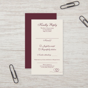 Visite Carte de réponse de mariage Burgundy Modern Mix an