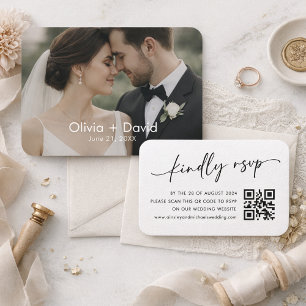 Visite Carte de réponse de mariage élégante avec QR Code