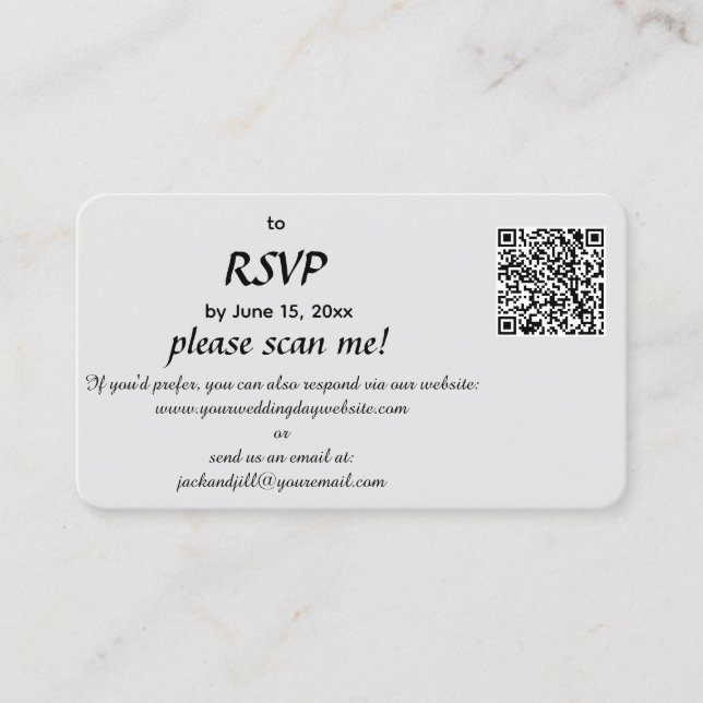 Visite Carte de réponse RSVP du code QR modifié (Devant)
