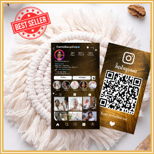Visite Carte de réseau social avec code QR métallisé or r