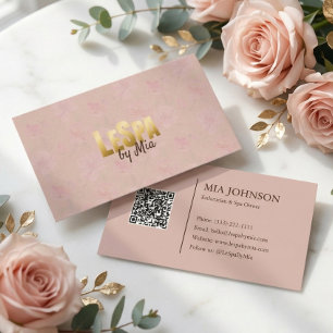 Visite Carte de salon de beauté rose poudré avec logo dor
