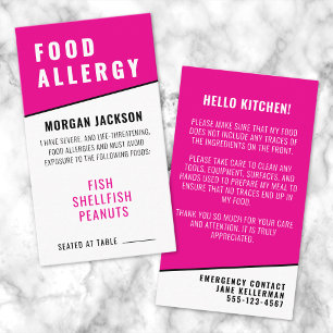 Visite Carte de sécurité de cuisine rose pour allergie al