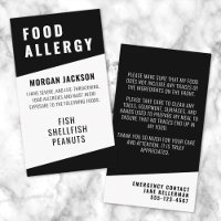 Carte de Sécurité pour Allergie Alimentaire