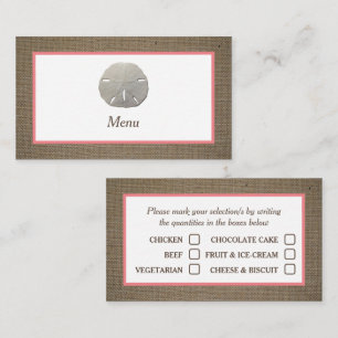 Visite Carte de sélection du menu Dollar et Burlap