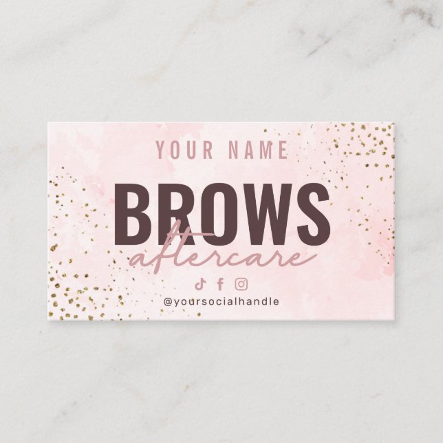 Visite Carte de soins postérieurs Rose Rose Gold Brows (Devant)