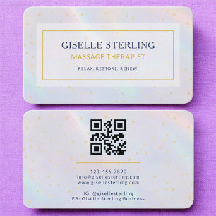 Visite Carte de thérapeute de massage holographique QR Co