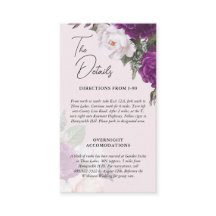 Carte d'information sur les détails de mariage flo