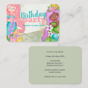 Visite Carte d'invitation pour l'anniversaire de sirènes