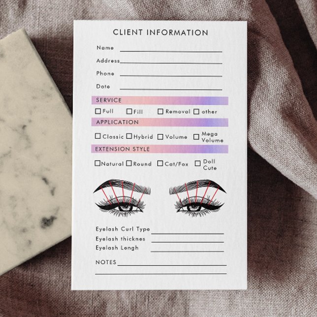 Visite Carte du dossier client de l'extension Hologram Ey (Hologram Eyelash Extension Client Record Map Business Card)