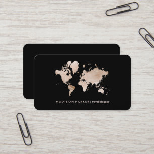 Visite Carte du monde de Faux Light Gold en noir