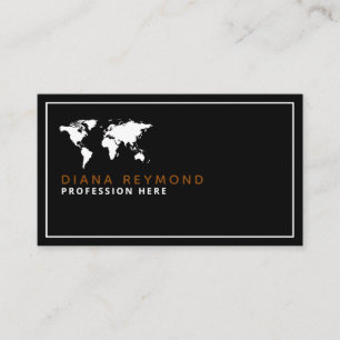 Visite carte du monde élégant agent de voyage noir